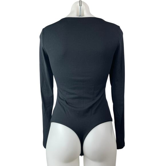 Abercrombie & Fitch Black Long Sleeve Corset Bustier Thong Bodysuit Top Size S - Picture 2 of 3